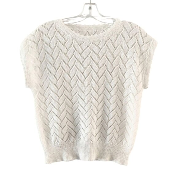 TRÏBE White Open Knit Sleeveless Sweater Size Medium - Picture 2 of 6